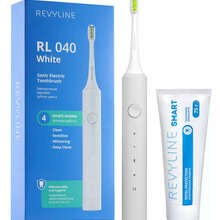 Белая зубная щетка Revyline RL040 + зубная паста Smart