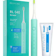 Зеленая звуковая щетка RL 040 с зубной пастой Revyline