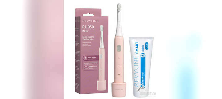Розовая звуковая щетка Revyline RL050 + зубная паста в Саратове