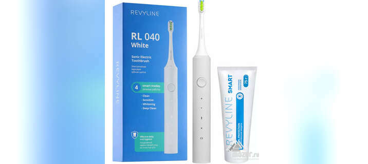 Белая зубная щетка Revyline RL040 + зубная паста Smart в Казани
